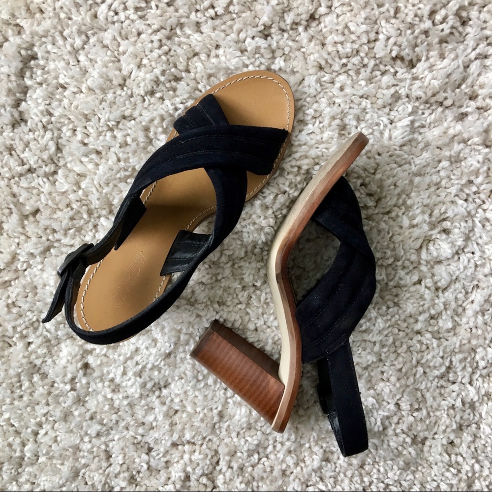 J. CREW Marcie Suede Sandals 36.5 6 Navy Blue